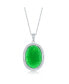 Фото #1 товара Sterling Silver, 13x18mm Oval Jade Necklace