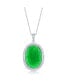 Фото #1 товара Sterling Silver, 13x18mm Oval Jade Necklace