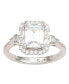 Suzy Levian Sterling Silver Emerald Cut Cubic Zirconia Multi-Cut Engagement Ring