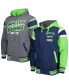 ფოტო #1 პროდუქტის Men's College Navy, Gray Seattle Seahawks Extreme Full Back Reversible Hoodie Full-Zip Jacket