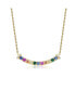 Sterling Silver with Gold Plated and Multi Color Cubic Zirconia Bar Necklace