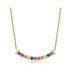 ფოტო #1 პროდუქტის Sterling Silver with Gold Plated and Multi Color Cubic Zirconia Bar Necklace