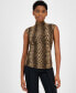 ფოტო #1 პროდუქტის MICHAEL Women's Snake-Print Funnel-Neck Top