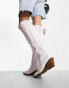 Фото #4 товара ASOS DESIGN Chester contrast stitch western knee boot in white