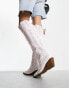 ASOS DESIGN Chester contrast stitch western knee boot in white