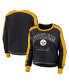 ფოტო #1 პროდუქტის Women's Black Pittsburgh Steelers Plus Size Colorblock Long Sleeve T-shirt