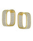 ფოტო #3 პროდუქტის Bridal Micro Pave CZ Inside Out Wide Rectangle Square Huggie Hoop Earrings For Women Wedding Prom Formal Party Yellow Gold Plated Hinge Style