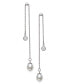 ფოტო #3 პროდუქტის Cultured Freshwater Pearl (6-7mm) & Cubic Zirconia Double Chain Drop Earrings in Sterling Silver, Created for Macy's