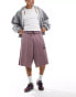 COLLUSION distressed skater fit festival shorts in purple wash