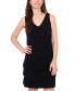 ფოტო #3 პროდუქტის Petite V-Neck Asymmetric-Ruffle Sleeveless Dress