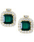ფოტო #3 პროდუქტის EFFY® Lab Grown Emerald (5-5/8 ct. t.w.) & Lab Grown Diamond (2-1/10 ct. t.w.) Halo Stud Earrings in 14k Gold