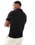 ASOS DESIGN lightweight knitted polo shirt with marl texture in black Черный, S - Chest 38 - фото #2