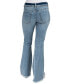 Фото #2 товара Juniors' High-Rise Double-Button Frayed-Hem Flare Jeans