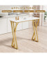 Фото #2 товара 47" Modern Highbar Table With Golden Double Pedestal