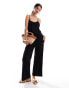 Фото #1 товара Mango rope tie waist cheesecloth jumpsuit in black