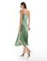 Фото #7 товара YAS Bridesmaid satin cami maxi dress in green - MGREEN