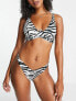 Фото #2 товара ASOS DESIGN mix and match v front high leg hipster bikini bottom in zebra print