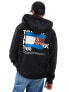 Tommy Jeans graffiti regular zip through hoodie in black