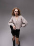 Topshop knitted rolled hem cardi in mink