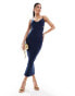 Фото #1 товара Vesper plunge spaghetti strap cut out midaxi dress in navy