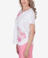 Фото #4 товара Petite Miami Beach Short Sleeve Floral Applique Top