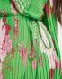 ASOS DESIGN – Maxikleid mit Blumenprint in Grün, Wickeldetail und Ballonärmeln grün, 36 - фото #3