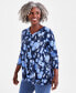 Фото #1 товара Petite Tonal Floral 3/4-Sleeve V-Neck Tunic, Created for Macy's