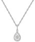 ფოტო #1 პროდუქტის Diamond Round & Baguette Teardrop Cluster 18" Pendant Necklace (1/4 ct. t.w.) in Sterling Silver