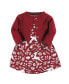 Baby Girls Organic Cotton Dress and Cardigan, Red Winter Folk