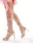 Azalea Wang Floriana embellished butterfly spiral heeled sandals in white