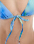 Weekday Perth tie front bikini top in blurry blue print exclusive to ASOS