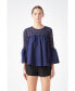 Фото #3 товара Women's Lace with Poplin Bell Sleeve Blouse