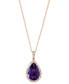 ფოტო #1 პროდუქტის EFFY® Amethyst (4-7/8 ct. t.w.) & Diamond (1/4 ct. t.w.) Teardrop Halo 18" Pendant Necklace in 14k Rose Gold