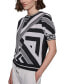 Women's Geometric-Print Mixed-Media Sweater