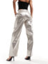 Sister Jane Deco metallic trousers in light gold M - фото #3