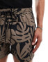 Фото #4 товара South Beach palm leaf beach short co-ord in black and beige