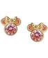 ფოტო #3 პროდუქტის Pink Cubic Zirconia Minnie Mouse Stud Earrings in 14k Gold