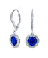 Фото #1 товара 3Ct Cubic Zirconia Round Solitaire CZ Halo Dangle Drop Lever back Earrings For Women .925 Sterling Silver