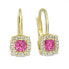 Square dangling earrings with fuchsia crystals 239 001 00976 0000700