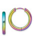 ფოტო #1 პროდუქტის Stainless Steel Brushed Rainbow plated Hinged Hoop Earrings