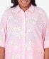 Фото #5 товара Plus Size Miami Beach Pinstripe Floral Embroidery Blouse