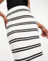 Фото #2 товара ASOS DESIGN knitted midi skirt in textured yarn in stripe