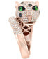 ფოტო #5 პროდუქტის EFFY® Black & White Diamond (1-1/2 ct. t.w.) & Tsavorite (1/20 ct. t.w.) Signature Panther Ring in 14k Rose Gold