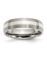 Фото #1 товара Titanium Brushed with Sterling Silver Inlay Wedding Band Ring