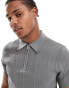 Фото #4 товара River Island muscle fit knitted herringbone polo in light grey