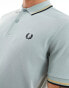 Fred Perry twin tipped polo shirt in slate blue BLAU, XS - фото #3