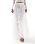 COLLUSION maxi sheer tiered skirt in cream