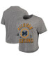 Фото #1 товара Women's Gray Michigan Wolverines Bishop Tri-Blend Knobi Crop T-shirt