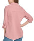 Фото #2 товара Women's Double-Crepe Button-Down Roll-Tab-Sleeve Shirt