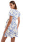 Фото #4 товара Brave Soul floral print wrap dress in blue & white